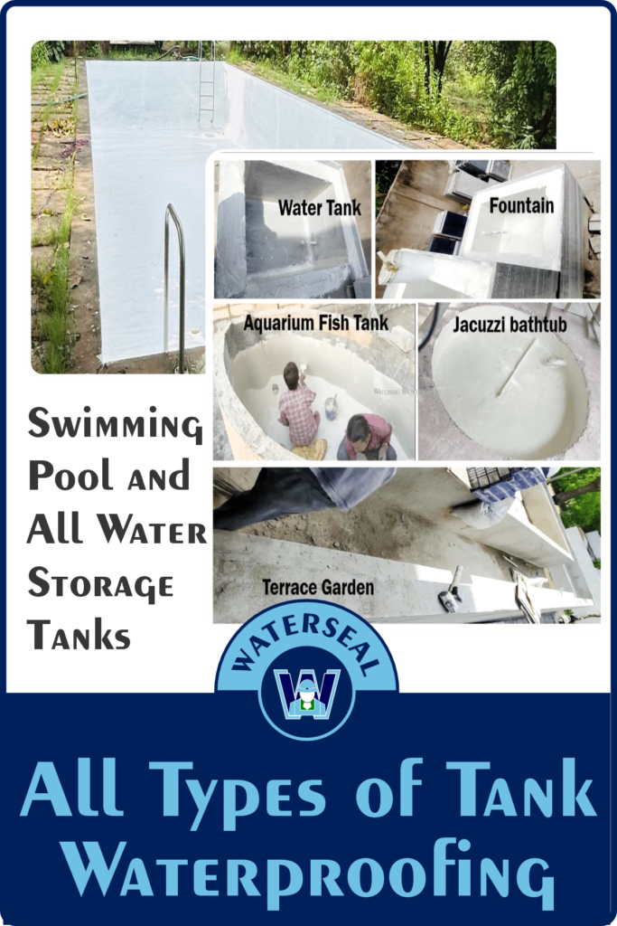 Swimming pool waterproofing process during crack sealing and chemical coating treatment