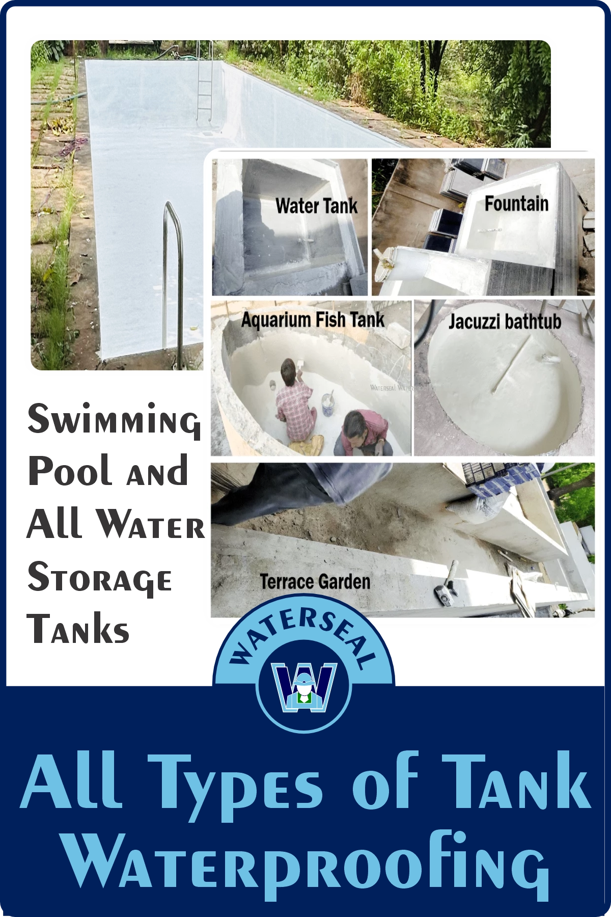 Swimming pool waterproofing process during crack sealing and chemical coating treatment